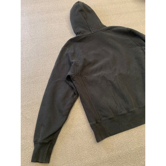 Champion Men Medium Black Reverse Weave Hoodie Sweatshirt - Picture 12 of 14